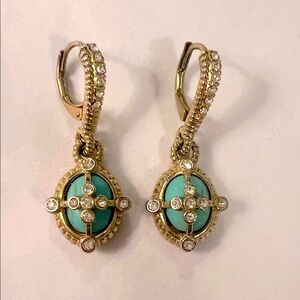 Gold and Turquoise Drop Earrings